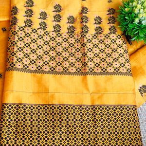 Assamese Mekhela Sador New Design Dyed Toss