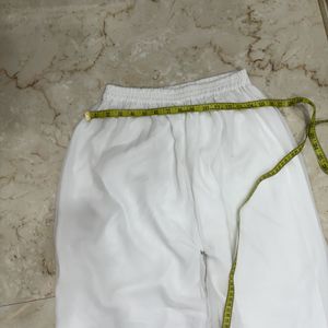 White Never Worn Chikan Embroidery Chiffon Trouser