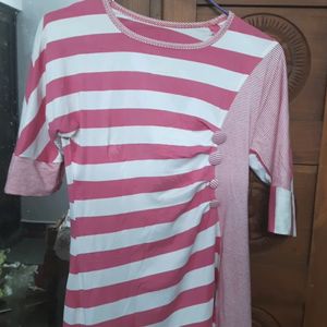 Alternate Pink And White Colour Cute Top