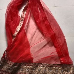 Amazing Red Net Dupatta With Good Works