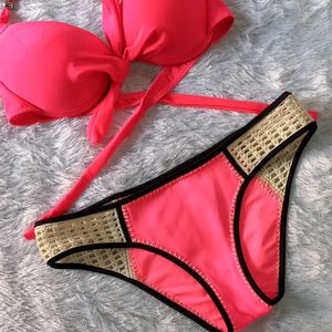 Hot Pink Imported Fabric Bikini Set 👙