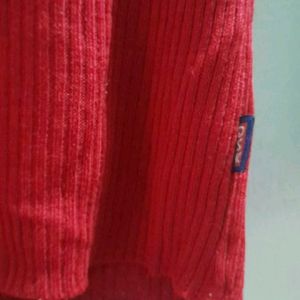 (2-3.5 Year) Girls Red Full Neck Sweater