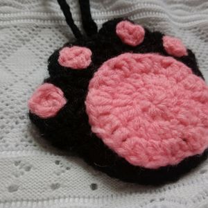 Crochet Black Cat Paw Hanging Pouch ❤️🥺