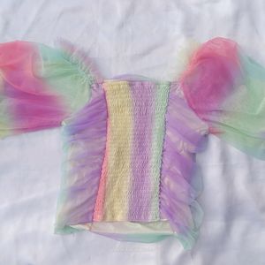 New Multi Colour  Crop Top ( Soft Net)