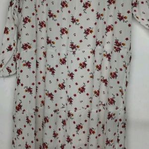 White Floral Printed Dress From MANGO