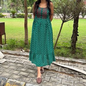 Anouk Green Ethnic Motifs Pure CottonPrinted Fit