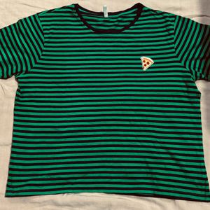 Women Watermelon Striped Fit Crew-Neck T-shirt