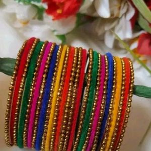 Multicolored Metal-velvet Bangles