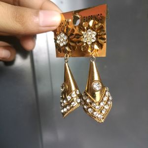 Golden And Silver Earrings Mint Condition