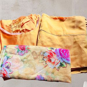 Organza Yellow Kurta Pant & Dupatta Set