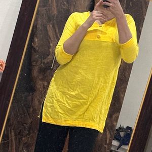 Pure Cotton Yellow Kurti