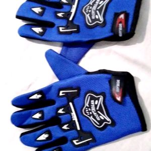 Blue Bike Riders Glove With Full Fingers