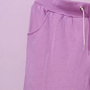 Women Lavender Mid Rise Joggers Stretchable