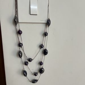 Three Layer Purple Stone Necklace