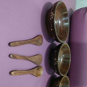 WOODEN BOWL SET OF 3 PIECE