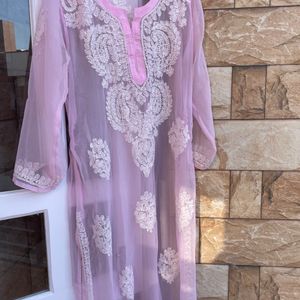 Pink Chikankari Kurti