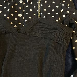 black Polka Dot Korean Top