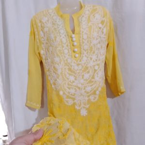 Yellow Chikankaari Kurta