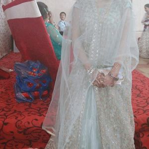 Silver Gown With Coat And Dupatta