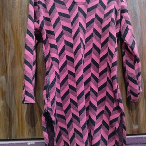 Pink Black Woolen Kurta