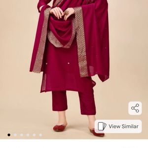 Berrylicious Dark Pink Kurta Set Size L