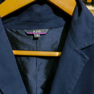 Ajio Navy Blue Full Sleeves Blazer