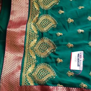 Green Orange Combo Pack Saree