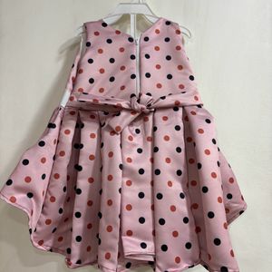 New Unused Girl High Low Polka Dots Frock