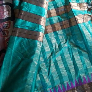 Sea Green Saree With Attractive Border