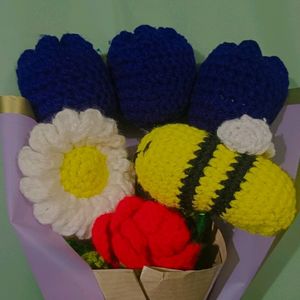 Crochet Flowers With Honey Bees