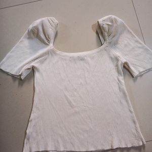 White Puff Sleeve Top