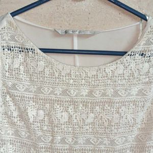 ZARA See-through Fashion Top Netted White