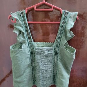 Roadster Green Crop Top