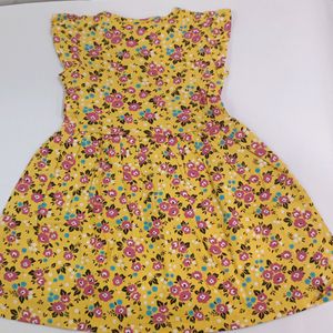 Yellow Floral Frock For Baby Girls