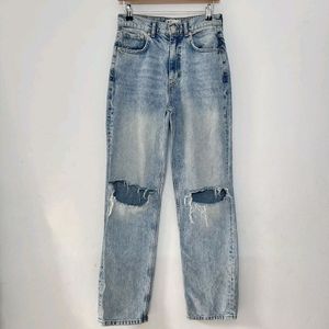 Washed-Blue Mom Fit Denim