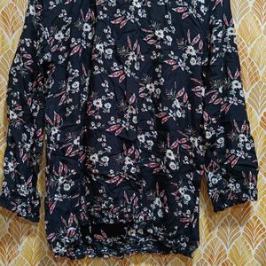 Casual Office Wear Black Floral Top