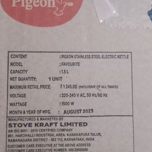 Pigeon Shiny Electric Kettle 1.5Litre 1500W