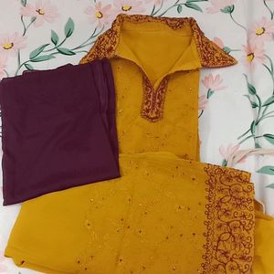 Beautiful Embroidered Mustard Salwar Kameez