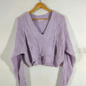 Lavender Korean Cropped Sweater