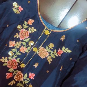 Navy Blue Sharara Suit With Dupatta 42 Bust