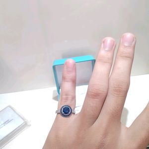 Blue Diamond Stones Ring Pure Silver 925