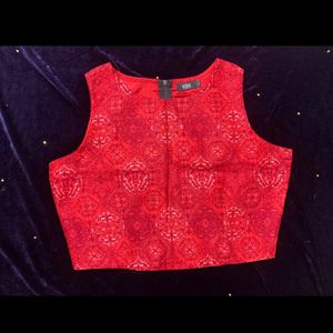 Red Silk Crop Top