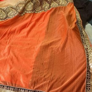 Saree Lace With Brown Blouse