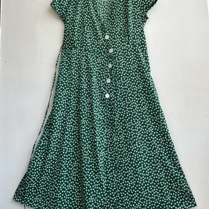 Drawstring Waist Polka Dots Dress