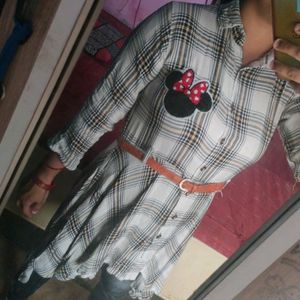 Micky Mouse Sticker Dress With Belt