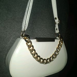 Adjustable White Strap Shoulder Bag