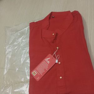 New Red Men's Cotton Kurta