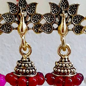 6 Piece Oxidised Gold Jhumka Jhumki Pearl Earrings