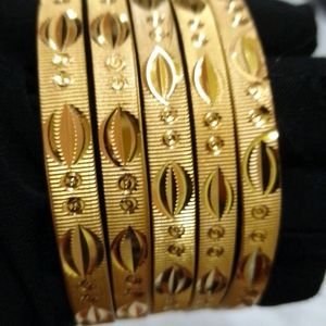 Gold Plated Bangles 4pc And Earrings With 2layers