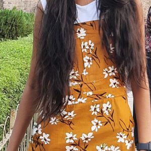 Printed Brown Pinafore Dress